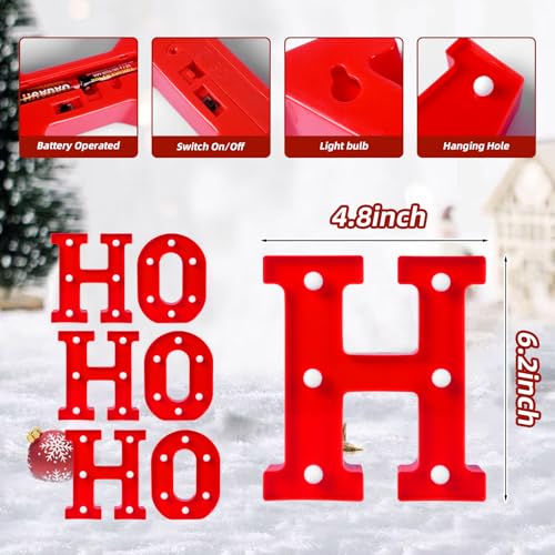 EDYCON Christmas Letter Lights Sign Table Decorations Christmas LED Light up Letters Battery Powered Letter for Home Bar Party Bedroom Tabletop Indoor Decor Gift(HOHOHO) - Image 3