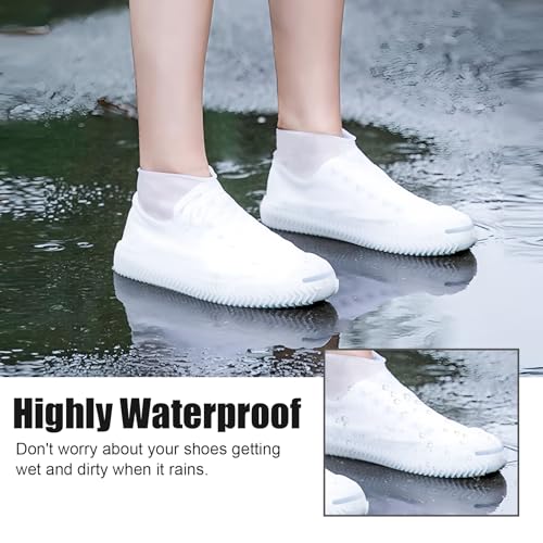 4 Pcs Schuhüberzieher Wasserdicht, Schuhüberzieher Rutschfest, Einweg/Mehrweg Latex-überschuhe mit, überzieher Schuhe für Regen,Schneetag,Wüstenstrand,Schlammige Straßen
