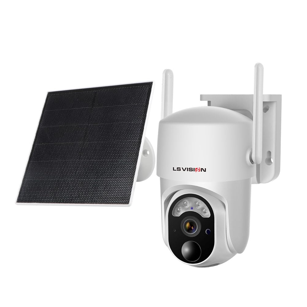 4G LTE Cellular Security Camera Solar Outdoor Camera 2K Super HD, 360° PTZ Wide View, Color Night Vision, Spotlight, PIR Motion Alerts, Cloud Storage, IP66