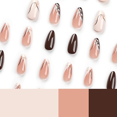 Miniatura 3 de SHANRUN - Juego de 24 uñas postizas a presión color blanco y nude, uñas postizas acrílicas a presión, uñas francesas con pegamento, cobertura