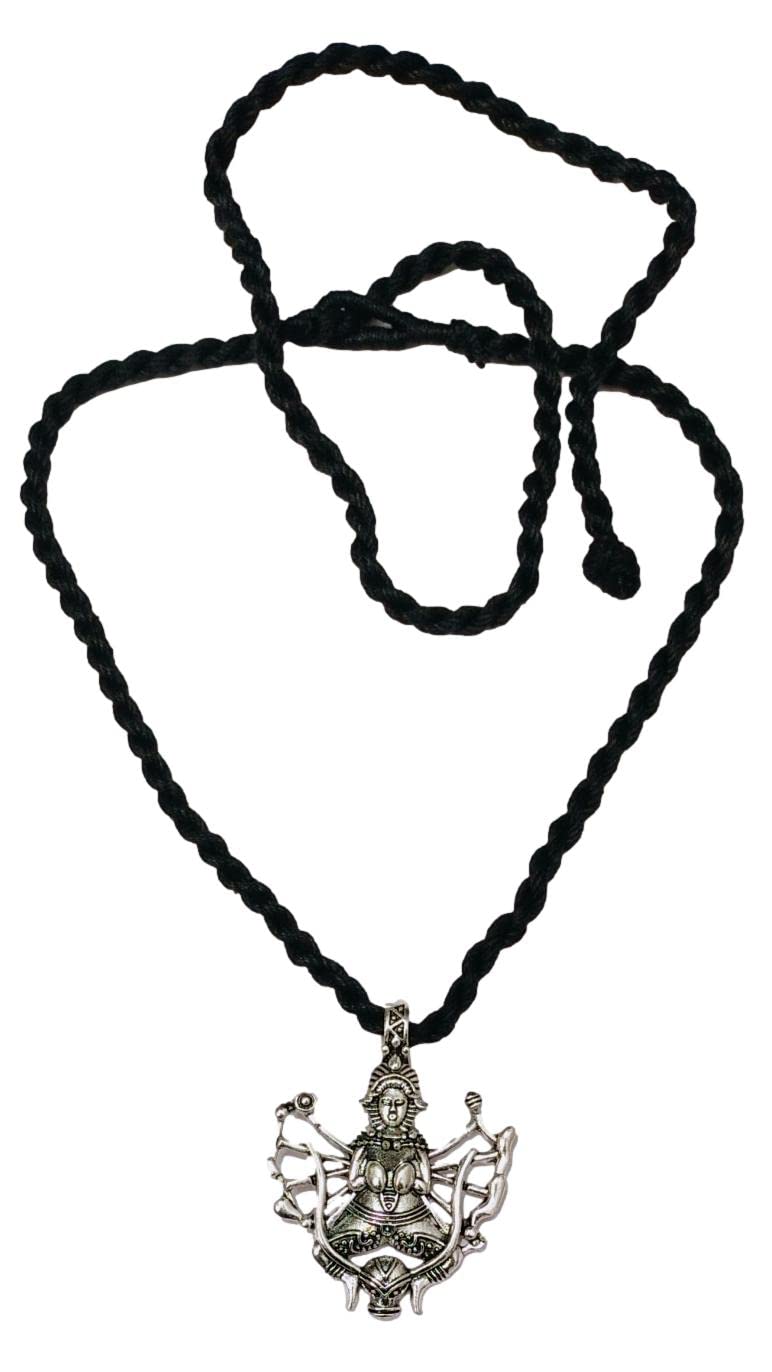 athizay Pendant Necklace Vintage Jewelry Indian Women Black Thread collar antique silver goddess figurine design Pendant Ethnic Jewelry for Women-picture-8