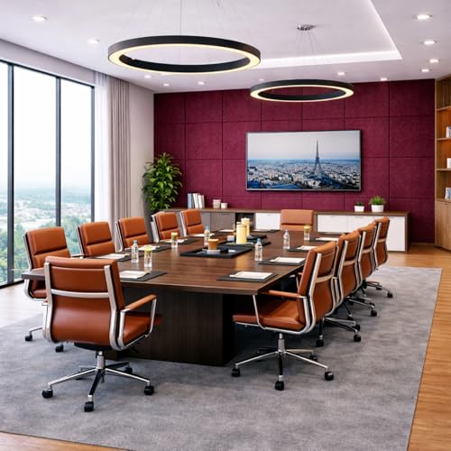 Image of MMT Acoustix Premium Felt Acoustic Panels for Offices, Bedrooms & Studios | Sustainable PET Felt Panels for Echo Reduction & Sound Absorption | 4x2 Ft, 9mm Thick | Wine - Pack of 4