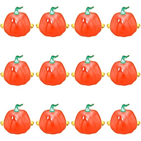 YAHPERN 12 Pieces Fall Napkin Rings, Thanksgiving Napkin Rings for Table Decor Harvest Pumpkin Maple Leaf Napkin Holders for Fall Banquet Dinner Table Settings Decoration (Pumpkin) Cover