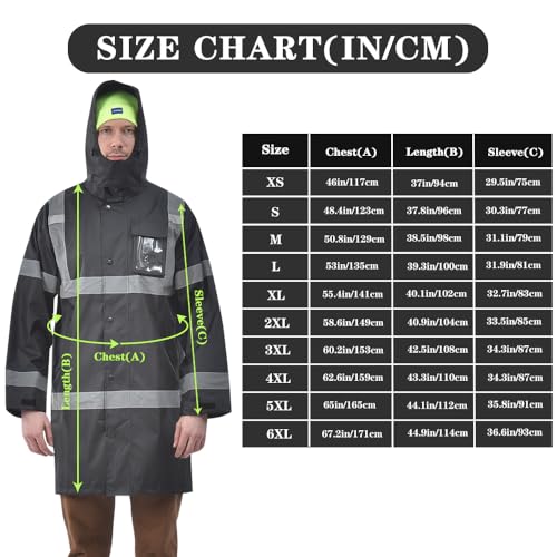 Image of A-SAFETY High Vis Rain Jacket Trench Coat &Safety Rain Jacket RIVER OTTER Rain Bibs ANSI Class 3