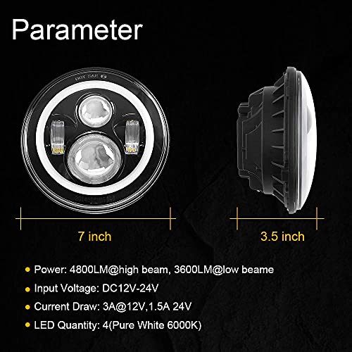 Sunpie 7 Inch White Halo Drl&Amber Turn Signal Ip67 Waterproof Led Headlights For 2007-2018 Jk/Jku, 2004-2006 Lj, 1997-2006 Tj, 1976-1986 Cj #TOP6