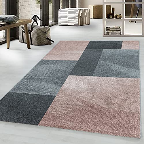 Tapis rose Zipcode rectangulaire 80x250 cm pour couloir moderne