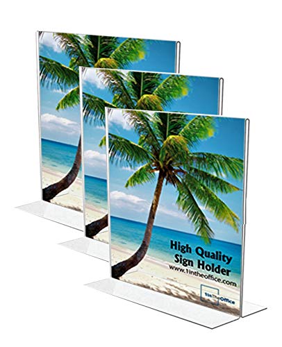 Buy 1 get 1 1InTheOffice Acrylic Sign Holder 8.5 x 11, Clear Acrylic Double Sided T Shape Frames Display Holder with Vertical Stand, 8.5 x 11,"3 Pack"