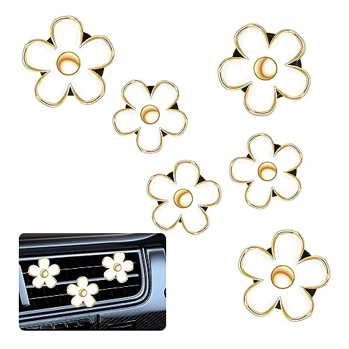 Image of Kewucn 6 Pcs Daisy Air Vent Clips, Cute Flower Car Air Conditioning Outlet Clip, Colorful Air Fresheners Vent Decorative Clips, Universal Auto Interior Accessories for Girls Women (White)