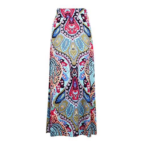 Boho Skirts for Womens Summer Casual Vintage Ethnic Printed Maxi Skirts Loose High Waist Wrap Patchwork Skirts
