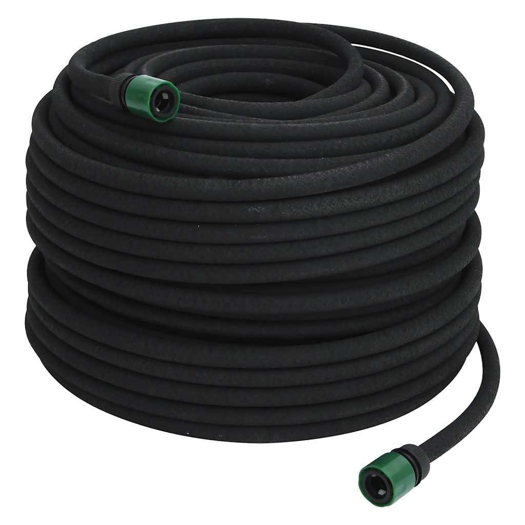 Knerpwd Black-A Flexible Rubber Garden Soaker Hose 0.6 Inch X 100 M For Efficient Irrigation, Porous Drip Hose For Even Watering, Easy Storage Coil