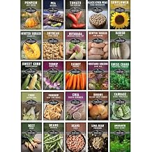 Survival Garden Staples Seed Vault 25 Heirloom Non-GMO Varieties for Self-Reliance & Emergency Preparedness Protein, Grain, Storage, High-Calorie Crops - Survival Garden Seeds