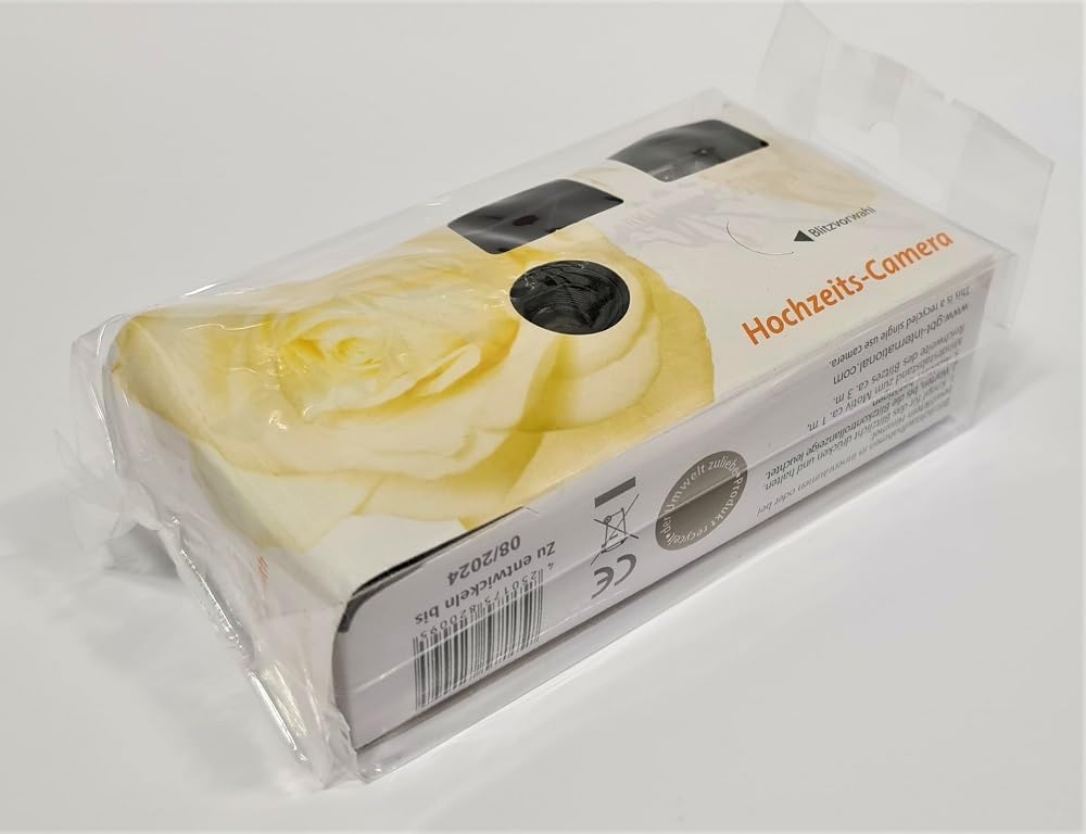 5 X 1A PHOTO PORST - Fotocamera usa e getta, edizione rosa nuziale, con flash, batterie e pellicola (confezione da 5 pezzi, 27 scatti)