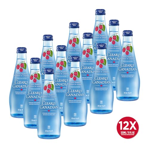 Image of Clearly Canadian Sparkling Flavored Water, 11 oz Glass Bottles - Variety of Refreshing Flavors, Premium Carbonated Beverage, Available in 12-Pack and 24-Pack Options (12 Pack, Country Raspberry)