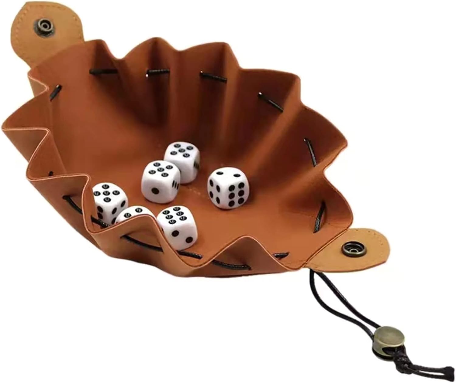 DND Gifts Dice Bag Tray with Drawstring Button PU All-purpose Storage Pouch for Dice Jewelry Coin Small Accessories
