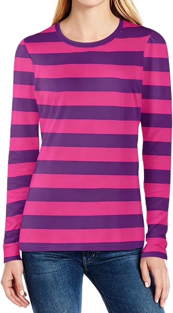 Women Halloween Striped T Shirt Y2K Aesthetic Graphic Fitted Tops