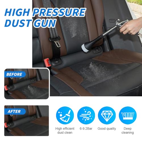 JOAASU Auto Reinigungspistole, Druckluft Reinigungspistole Classic, Reinigungspistole, Hochdruck Luftpistole, Mit Bürste, für Auto, Armaturenbrett, Ledersitze, Teppich, Silber