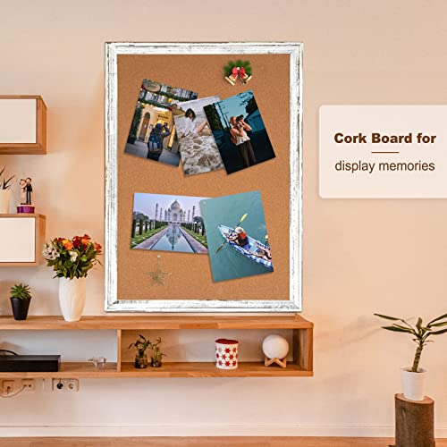 Walglass Cork Board, Bulletin Board 36“ X 24", White Frame Pin Board For Wall Decorative Bulletin Board Display Board For Home And Office, Push Pins Included #TOP5