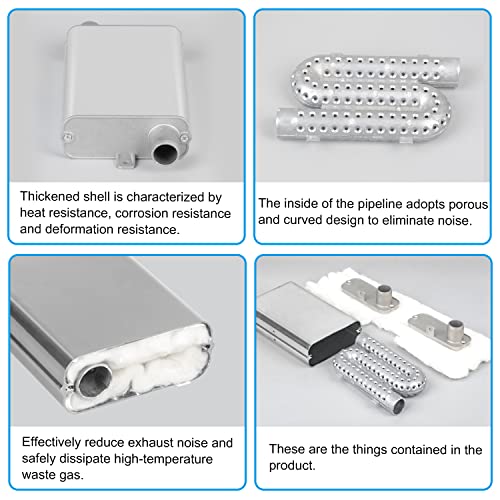 Schalldämpfer Standheizung aus Aluminiumlegierung, 22 mm Auspuff Schalldämpfer, Standheizung Auspuff mit verdickten Clips und Schrauben,Abgasschlauch Auto-Lufterhitzer Zubehör für Auto Auspuffanlagen
