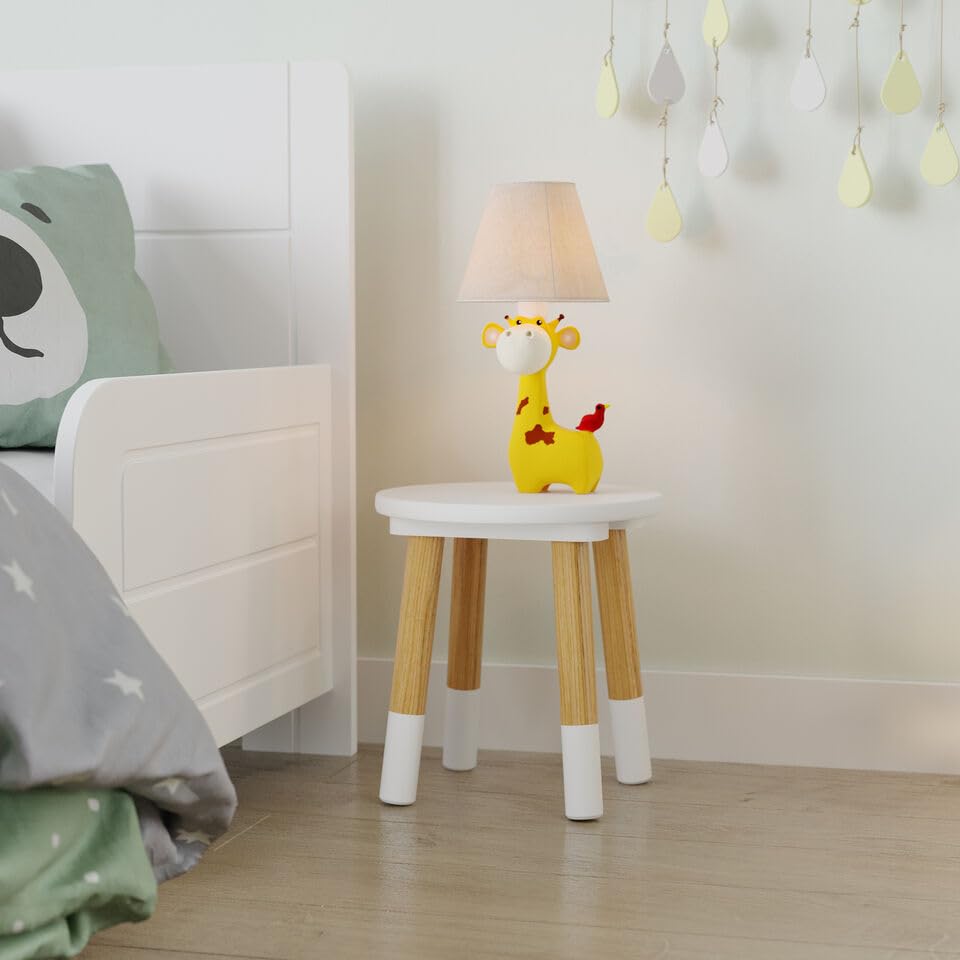 URBNLIVING Kids Wooden Portable Stool, Lightweight and Anti-Slip, H26cm x D24cm, Round Seat White Chair for Toddlers, Small Children, Home Decor for Desk, Table, Nursery, Kitchen, Bedroom