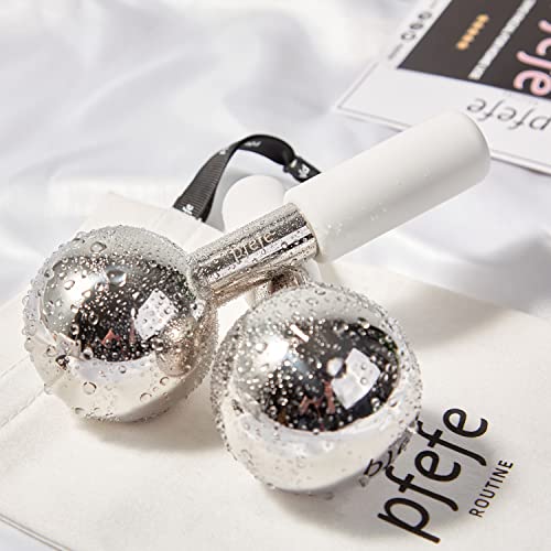 Pfefe Ice Globes For Face & Eyes, Unbreakable Stainless Steel Cryo Sticks For Beauty Routines, Facials Cold Roller Cooling Globes For Puffiness, Wrinkles, Dark Circles, Headaches #TOP3