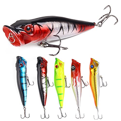 Leurre Peche Mer 5 Pièces Leurres de Pêche 9cm/12.5g Dur Artificielle brochet Truite Appâts Kit, Poissons Nageur Plongeants Flottants Crank Bait Wobbler Appât Gear Leurre de Peche Cover