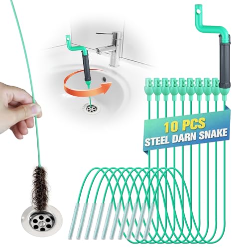 Drain Snake Hair Clog Remover Tool Set - 10 Pack Deep Cleaning Kit