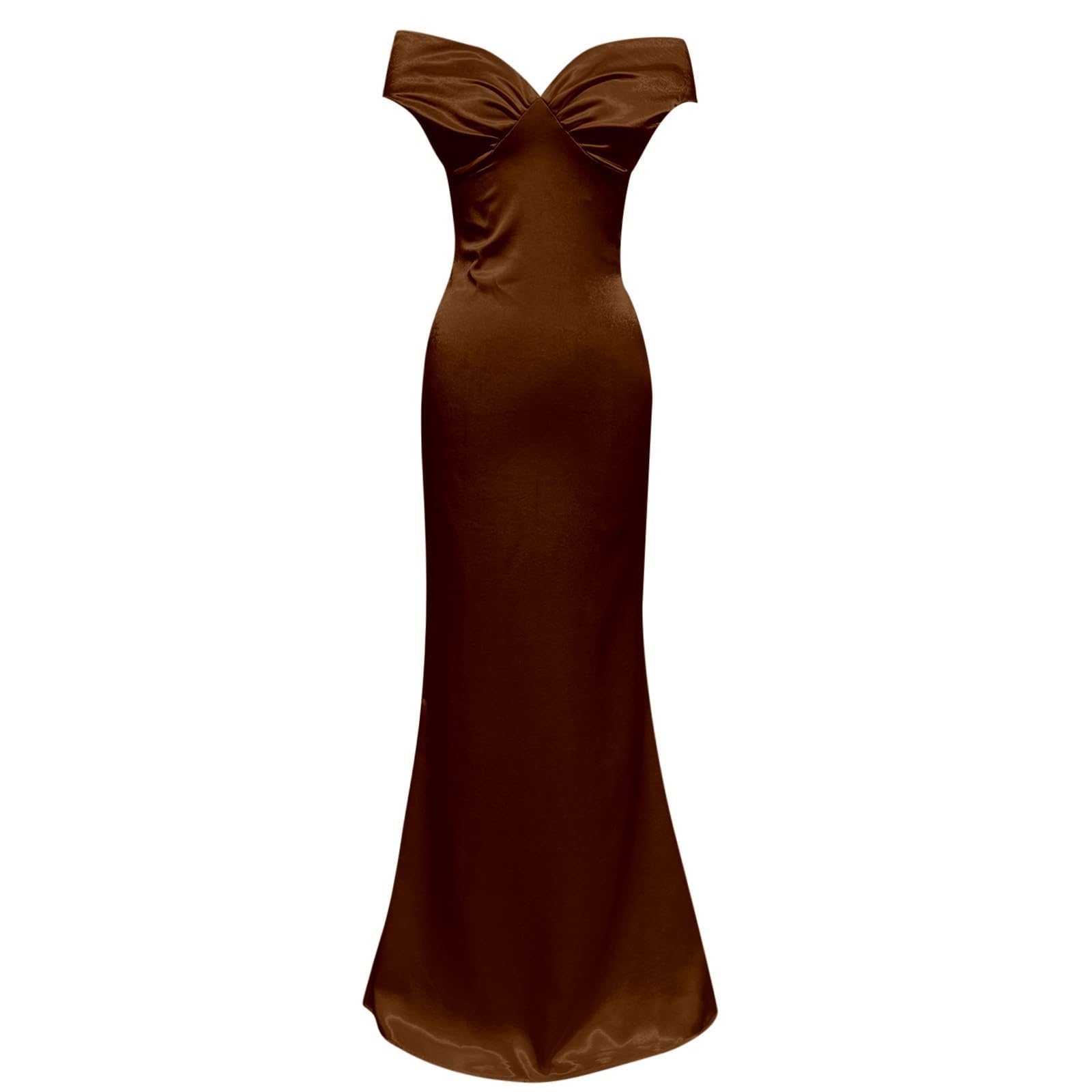 Abito da Sera Formale, Elegante Abito Lungo in Raso, Abito da Festa con Spalle Scoperte