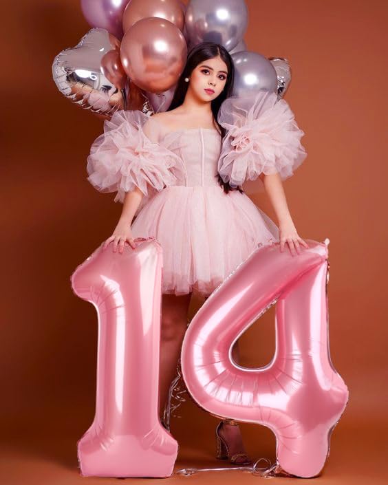 Image of 4 Balloon Numbers Birthday Decorations, 40In Pink Balloons for Men Women | Eye-catching Appearance, Perfect Decorative Centerpieces, Convenient Self-sealing Structure, Widely for Various Occasions