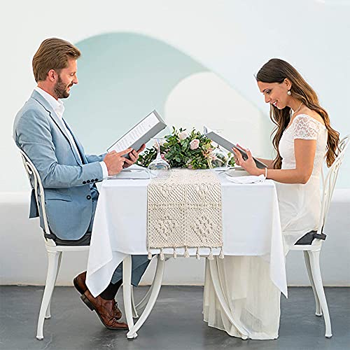 Chemin de table macramé beige : masquez les imperfections avec style et charme - 6