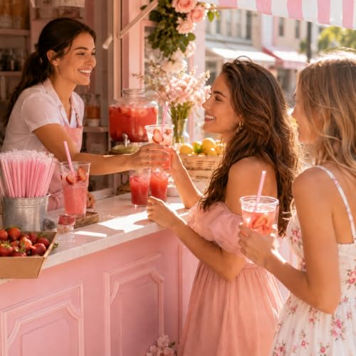 200 pitillos rosas con forma de corazón desechables miniatura 7