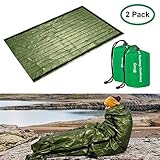 Shayson Saco de Emergencia Dormir,Aislamiento Térmico, Exterior Brillante Naranja Fácil de Localizar Portátil,para Acampar Supervivencia Al Aire Libre 2 Pack