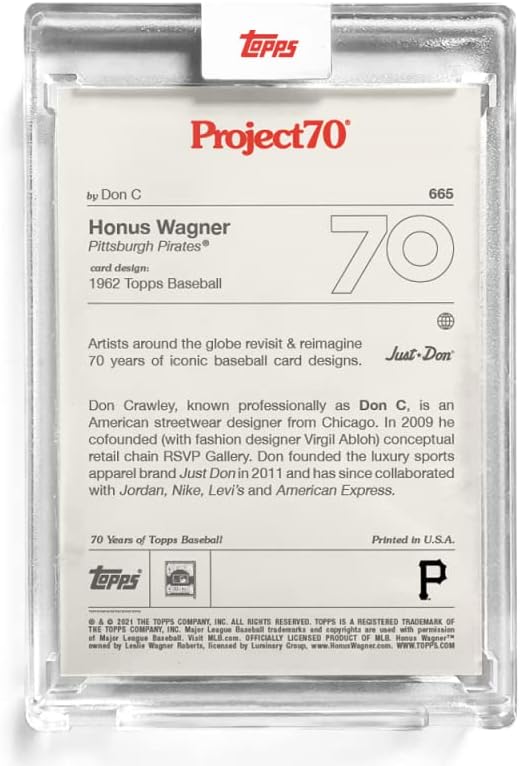 2021 Topps Project70 Baseball #665 Honus Wagner PR: 1943 Pittsburgh Pirates 1962 Don C