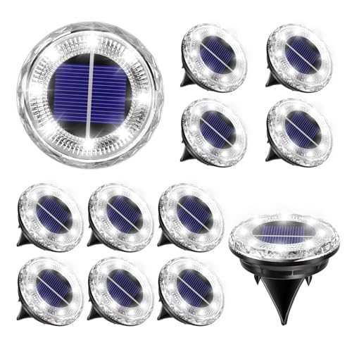 Wudyfei Solar Lights Outdoor Garden 12 Pack Solar Garden Lights Outdoor Waterproof IP65 8 LEDs Small Solar Ground Lights for Pathway Lighting Driveway Lawn Patio Walkway & Landscape Lighting