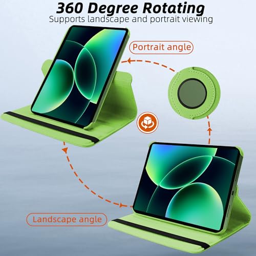 Image of TGK 360 Degree Rotating Flip Cover Case for Xiaomi Mi Pad 8 /8 Pro /Mi Pad 7 /7 Pro 11.2 inch Tablet (Green)