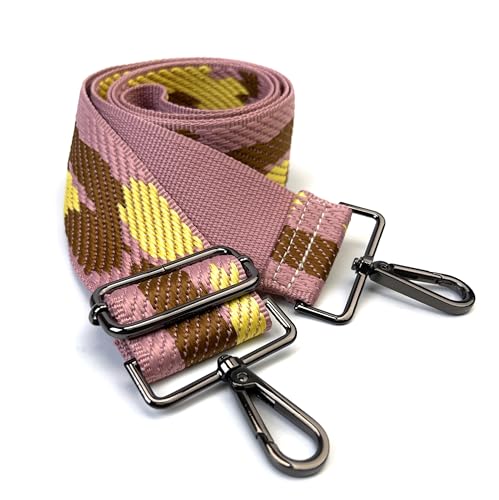 Image of Purse Strap Replacement for Crossbody Bags & Handbags | Premium Webbing with Gunmetal Black Hardware Clip-On Installation Adjustable Length Comfortable Wide Guitar Style Strap