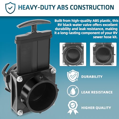 Image of TonGass 3-Inch RV Waste Valve Body with Handle, Mess-Free Water Valve | Heavy-Duty Camper Sewer Pipe Fitting, Durable RV Sewer Valve Replacement for Camper, Trailer, and Motorhome