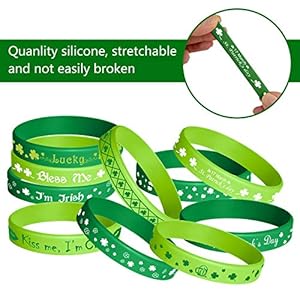 TUPARKA St. Patrick's Day Rubber Wristbands Silicone Shamrock Irish Wristband Bracelet for Party Favors Kids School Gifts Supplies, 36 Pcs 6 Styles TUPARKA St Patricks Day Rubber Wristbands Silicone Shamrock Irish Wristband Bracelet for Party Favors Kids School Gifts Supplies 36 Pcs 6 Styles