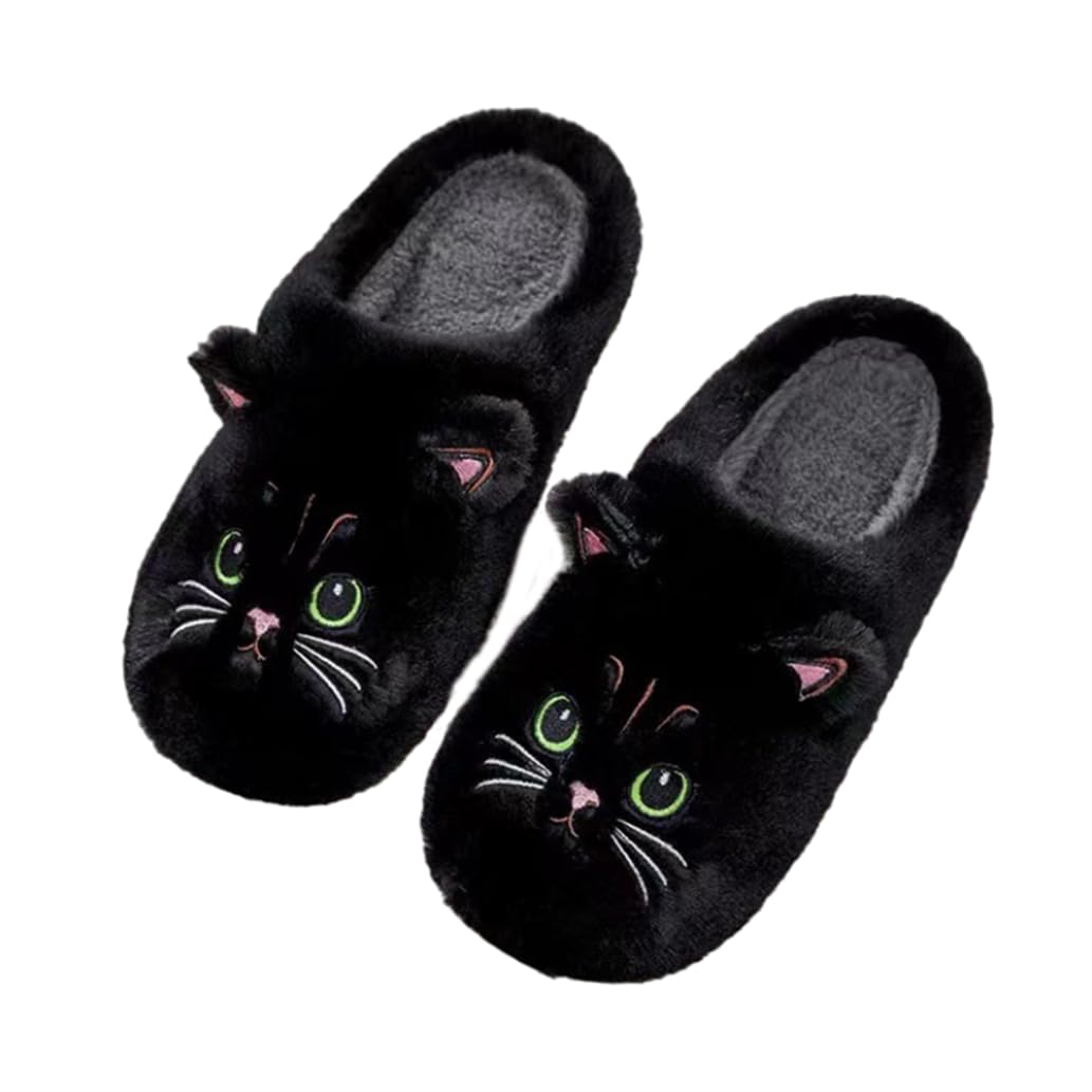 ELONEL Cute Cat Slippers Women's Home Home Couple Sheep Slippers Non slip and Warm External Wear Soft Sole Plush Soft Slippers