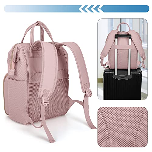 Image of Fasrom Nurse Backpack for Work Women, Nurse Tote Bag with Laptop Compartment for Clinical Study and Home Health Care, Pink (Empty Bag Only)