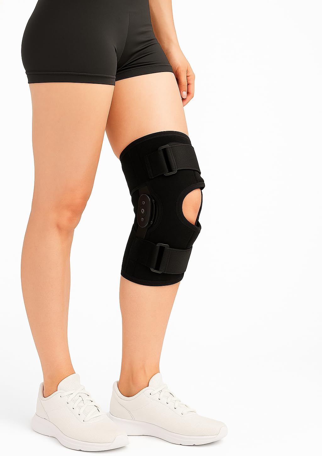 Comfyorthopedic Wraparound Hinged Knee Brace Adjustable Plus Size Knee Support with Removable Side Metal Stabilizers Pain Relief for Meniscus Tear, Arthritis, ACL, PCL, Sports Fits Thighs Up to 38