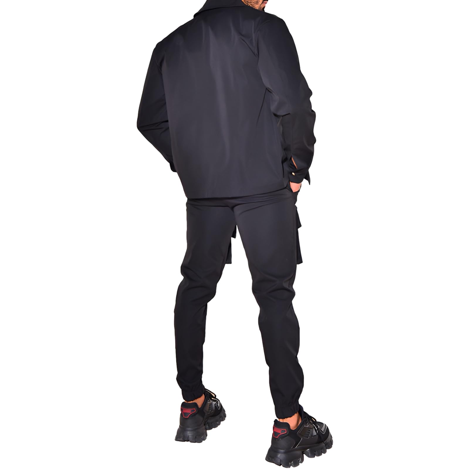 amropi Hommes Ensemble de Survêtement Veste à Boutons et Pantalons Cargo Jogging Combinaison avec Poches