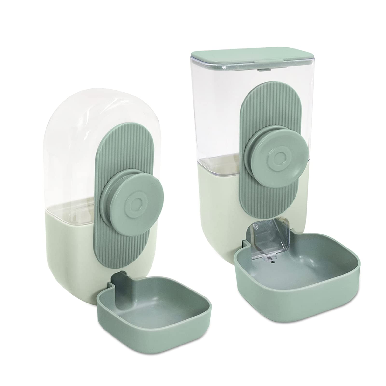 ALLSOPETS Conjunto de Comedero y Bebedero Automático para Pequeñas Mascotas Conejos Cobayas Curones Gran Capacidad Fácil de Limpiar y Colgar en la Jaula o Corral Verde