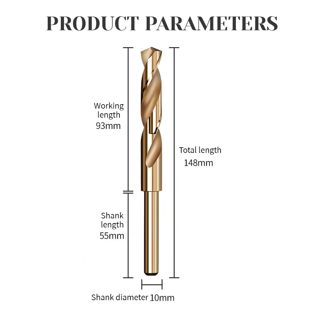6542 HSS Drill Bit 14mm Reduced Shank Twist Drill Bit High Speed Steel Cobalt Drill Bit for Metal Stainless Steel Aluminium Wood Non-Ferrous Etc - Image 2
