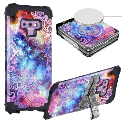 Casetego for Galaxy Note 9 Case Magnetic,[Built-in Privacy Screen Protector][Compatible with MagSafe][Kickstand][Hinge Protection] Slim Shockproof Case for Samsung Galaxy Note 9,Purple Mandala