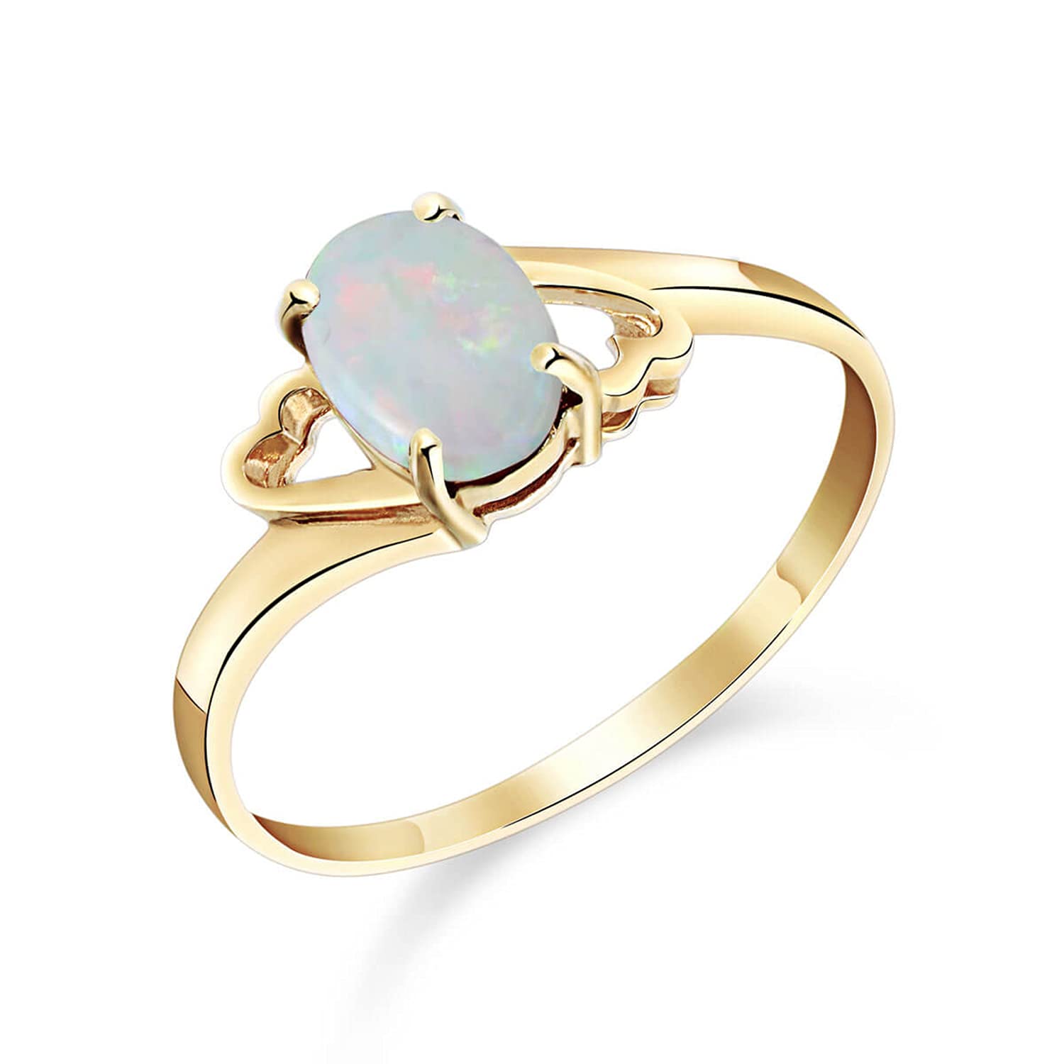 Galaxy Gold GG 14K Solid Yellow Gold Ring With Oval Shape Natural Opal GRADE AAA