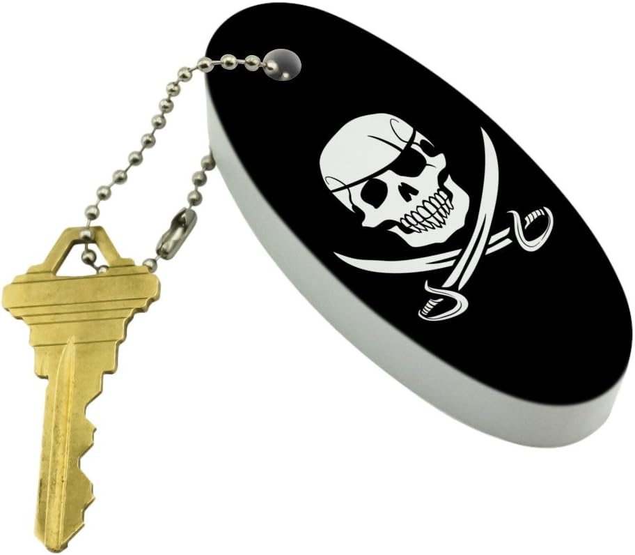 GRAPHICS & MORE Pirate Skull Crossed Swords Jolly Roger Floating Keychain Oval Foam Fishing Boat Buoy Key Float