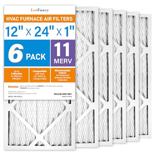 Filtres à air MERV 11 AC 12x24x1 LotFancy pour four et climatiseur CVC x6