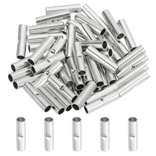 Image of sourcing map 50 Pcs Non Insulated Butt Connectors 16-14AWG Tinned Copper Wire Connector BN2 for Electrical Wire Crimp Ferrule Terminals