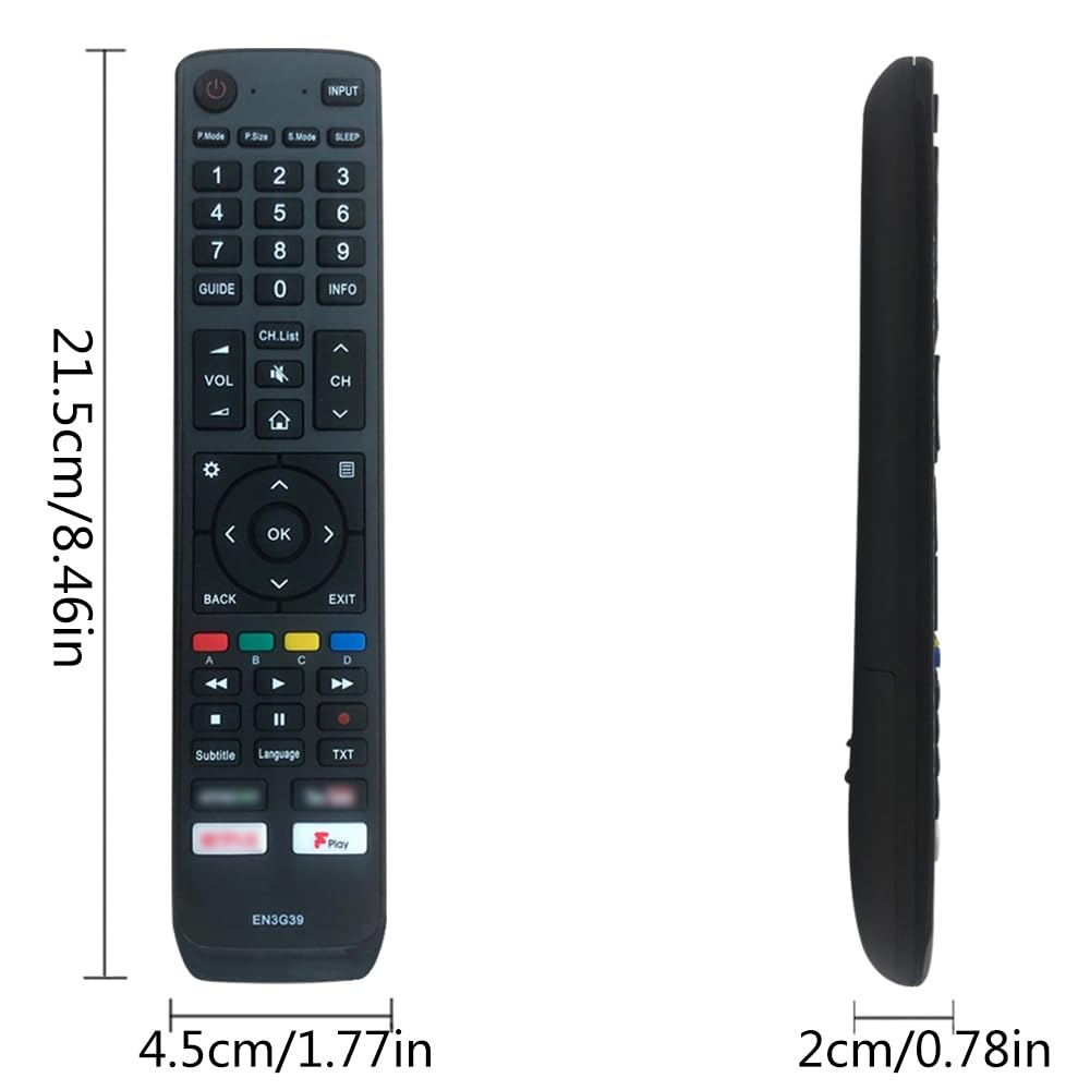 Hisense 55 EN3R39H Replacement Remote For Hisense Smart 4K TV - Compatible With 55H6E, 65H6E, 55R6000E & More Remote For Hisense Smart Tv