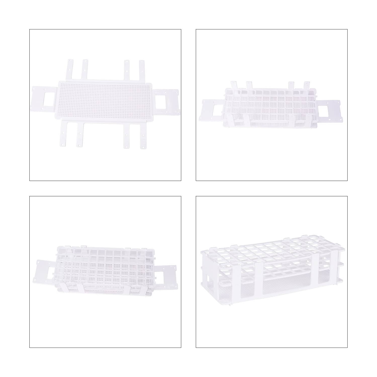 Gradilla para Tubos de Ensayo 16 mm 60-Plazas Soporte Plástico Blanco Desmontable 3 Niveles